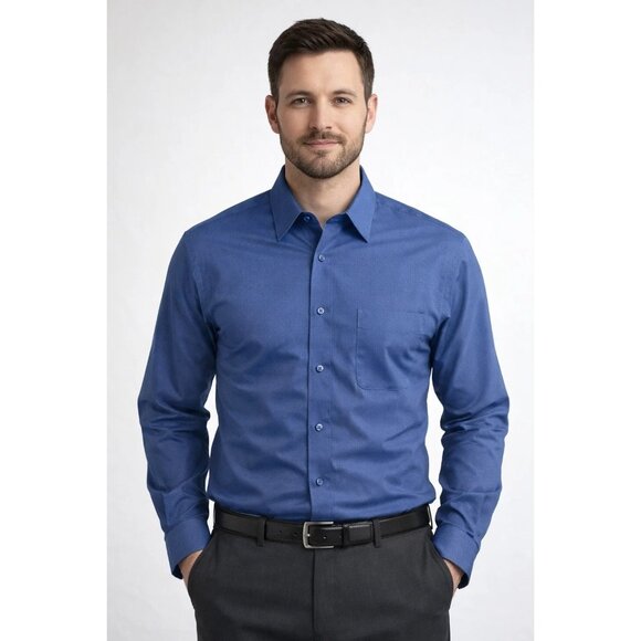 Pronto Uomo Other - Pronto Uomo Blue Woven texture Dress Shirt Size Large